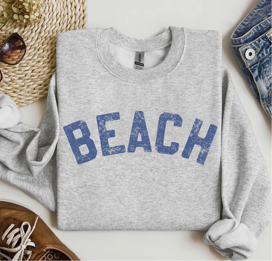 Beach Crewneck Sweatshirt-Heather Grey