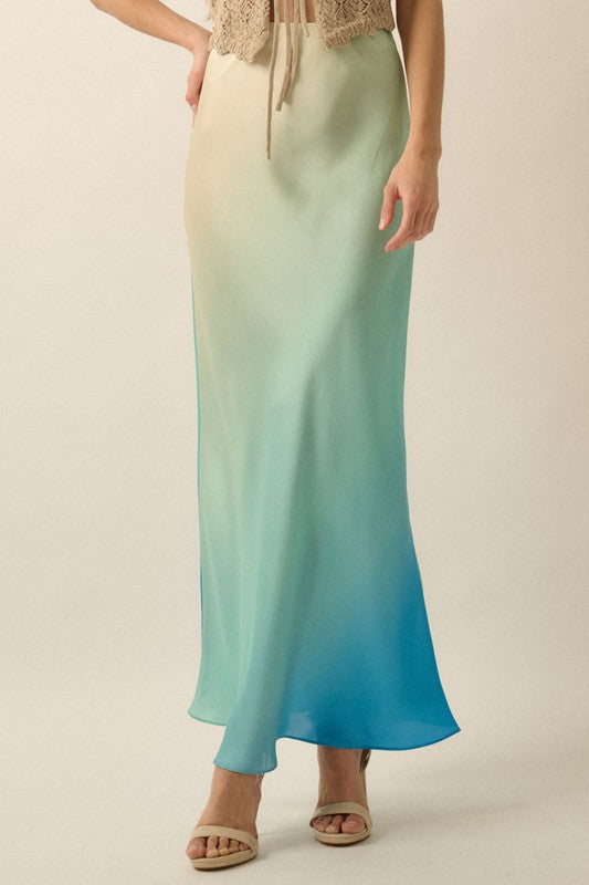 Ombré Mermaid Maxi Skirt with Stretch