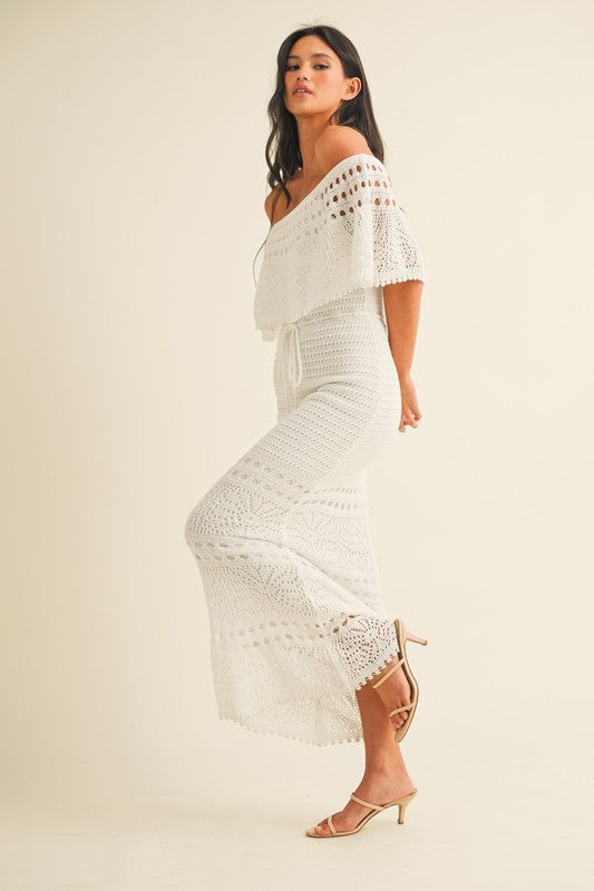 Crochet Maxi Dress-White