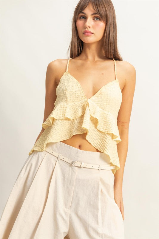 Butter Yellow Ruffle Camisole Top