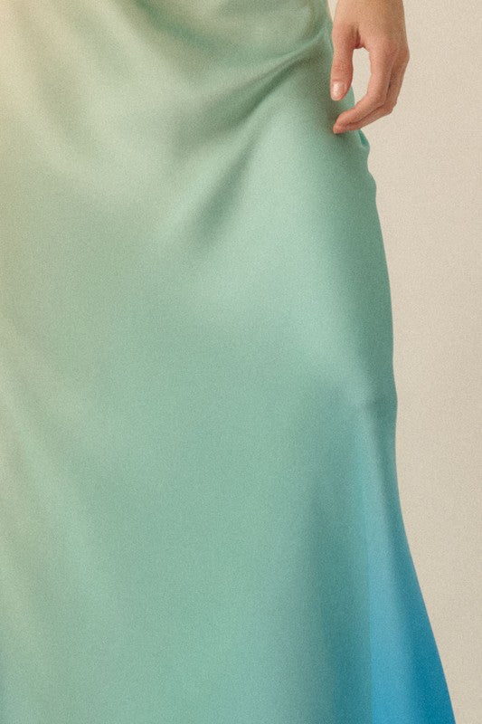 Ombré Mermaid Maxi Skirt with Stretch