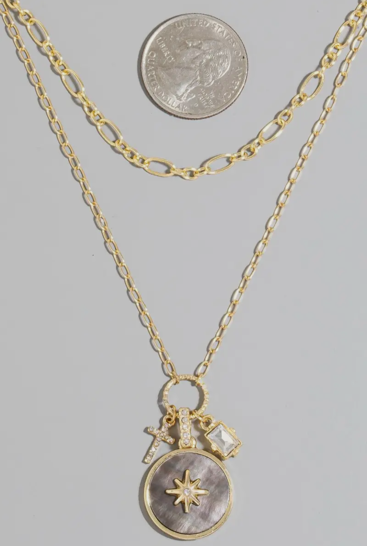 Abalone North Star Coin Necklace