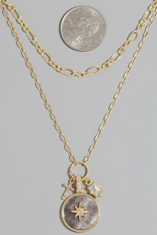 Abalone North Star Coin Necklace