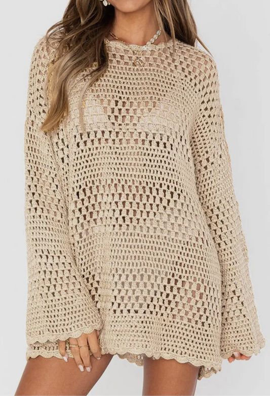Crochet Bell Sleeve Coverup Tunic