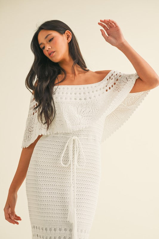 Crochet Maxi Dress-White
