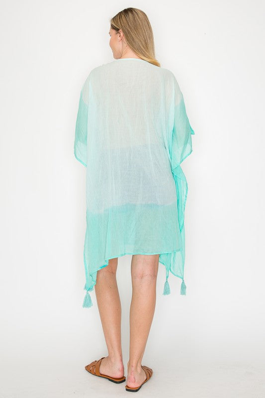 Aqua Blue Embroidered Cover-up