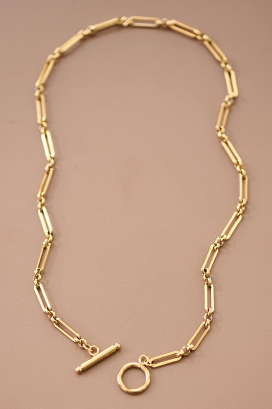 18 karat Gold Dipped Paper Clip Chain Necklace-Tarnish Free