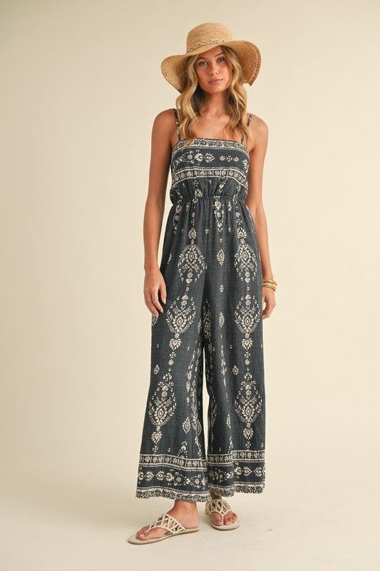 Tulum Charcoal Print Jumpuit
