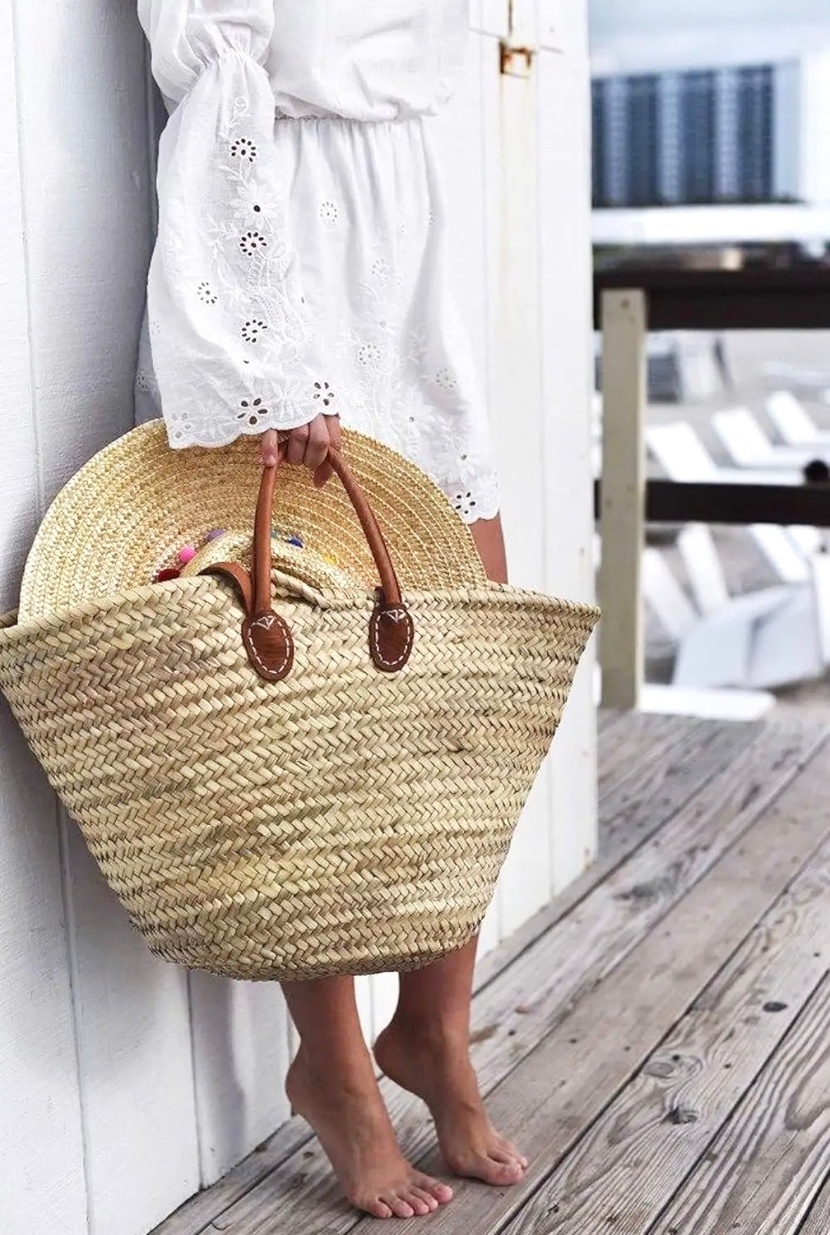 French Market Straw Tote Bag