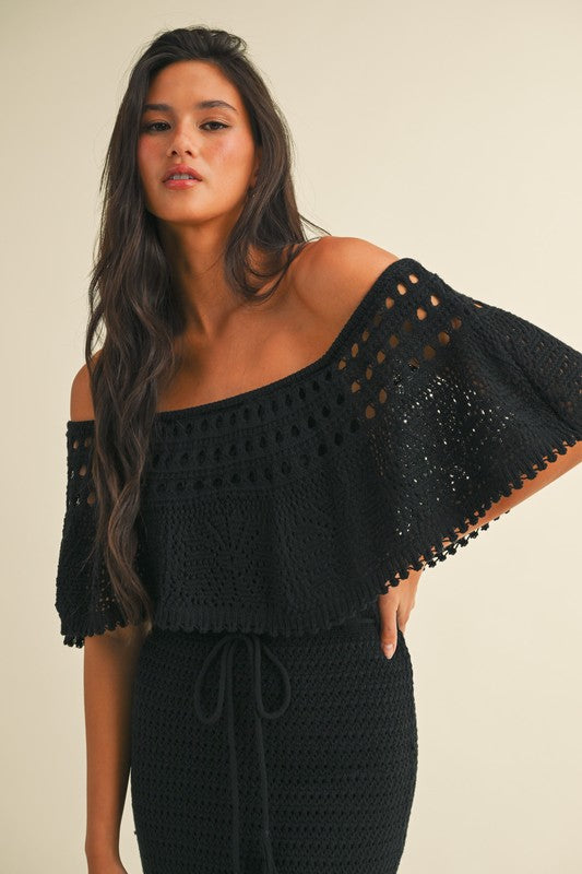 Crochet Maxi Dress-Black