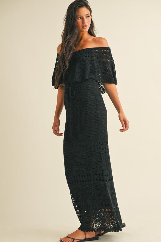 Crochet Maxi Dress-Black