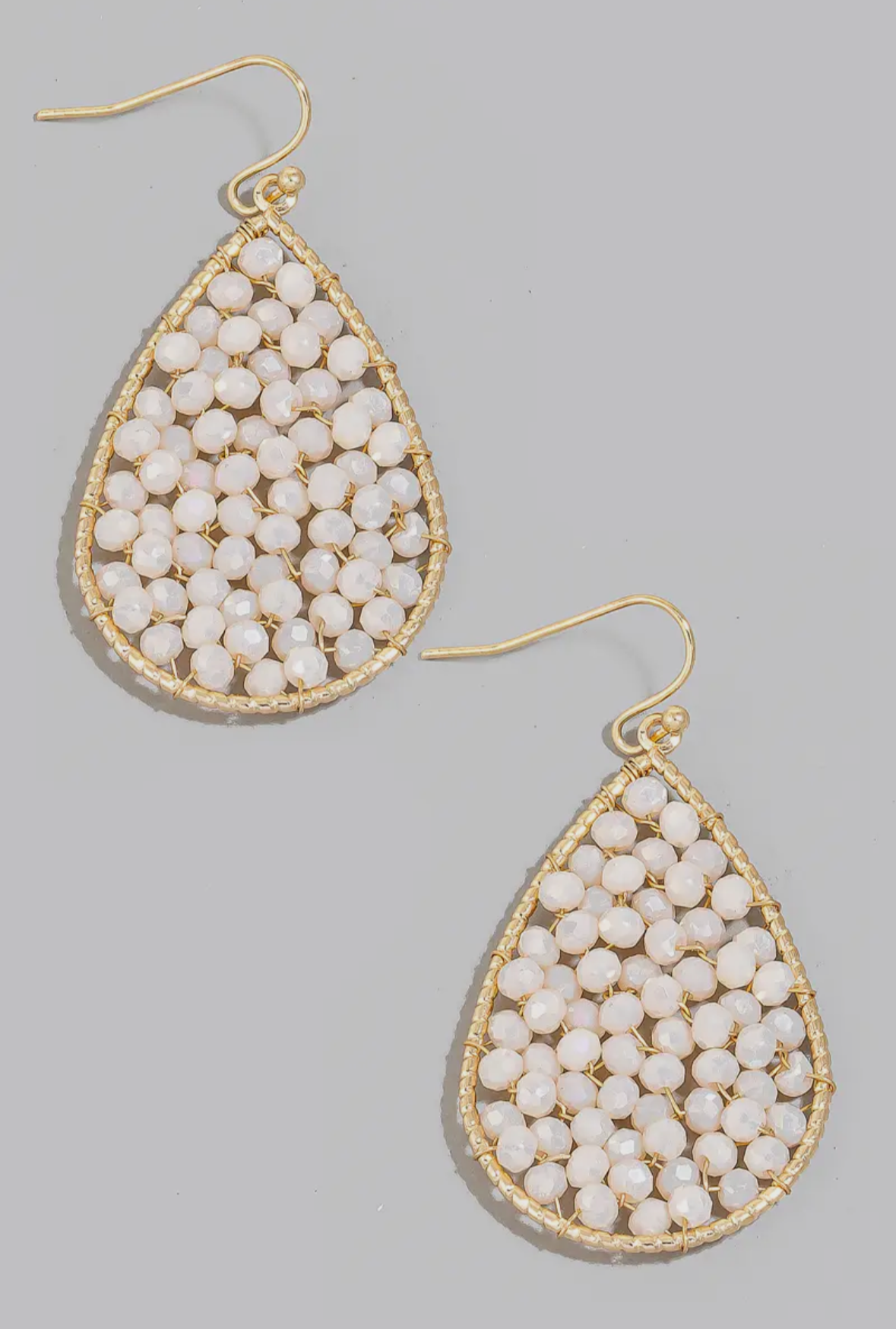 White and Gold Beaded Earrings