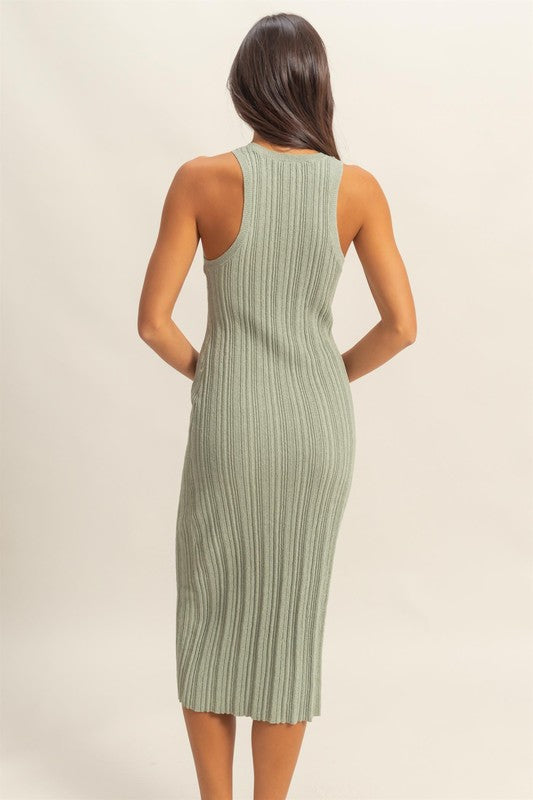 Sage Ribbed Knit Tank Dress