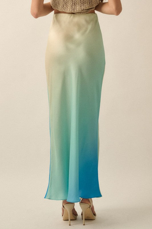 Ombré Mermaid Maxi Skirt with Stretch