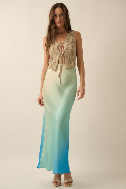 Ombré Mermaid Maxi Skirt with Stretch