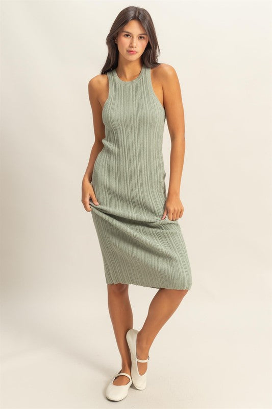 Sage Ribbed Knit Tank Dress