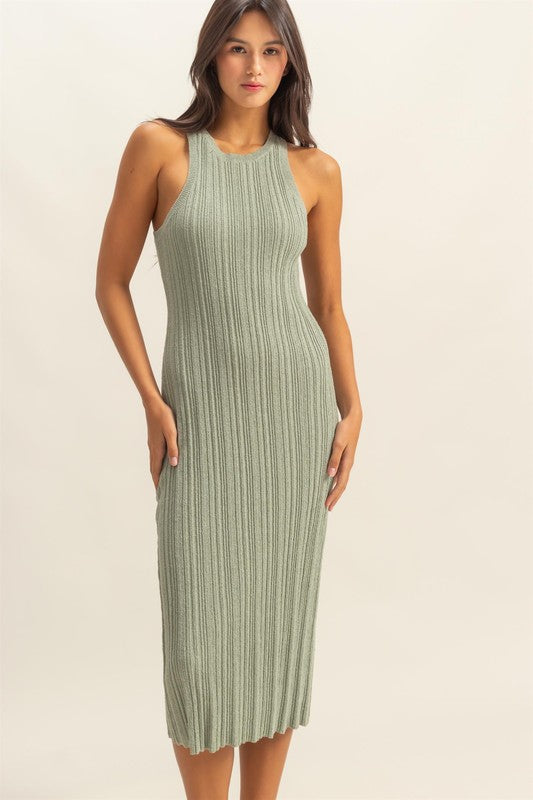 Sage Ribbed Knit Tank Dress