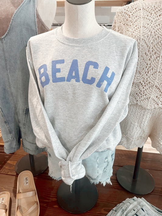 Beach Crewneck Sweatshirt-Heather Grey