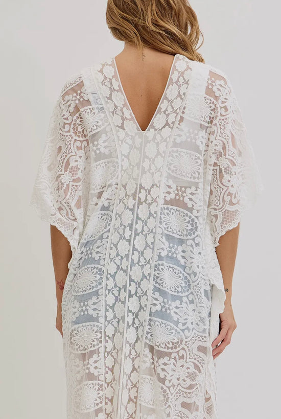 White Lace Caftan Dress or Coverup