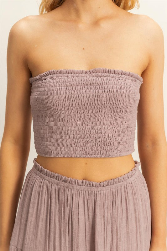 Mauve Two Piece Top and Maxi Skirt Set