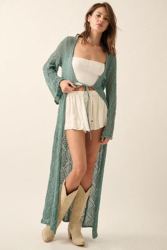 Dusty Teal Duster Cardigan or Coverup