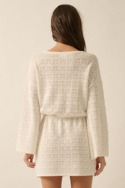 Ivory Crochet Knit Short Dress or Cover-up