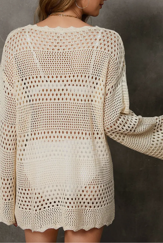 Crochet Bell Sleeve Coverup Tunic