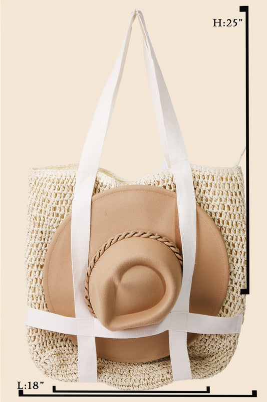 Straw Braided Hat Holder Beach Bag