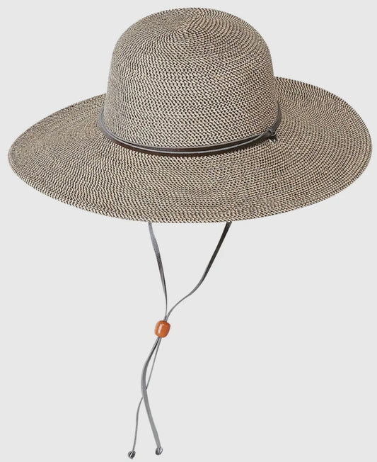 Poolside Wide Brim Sun Hat with Chin Strap-Packable & Crushable-Brown Tweed