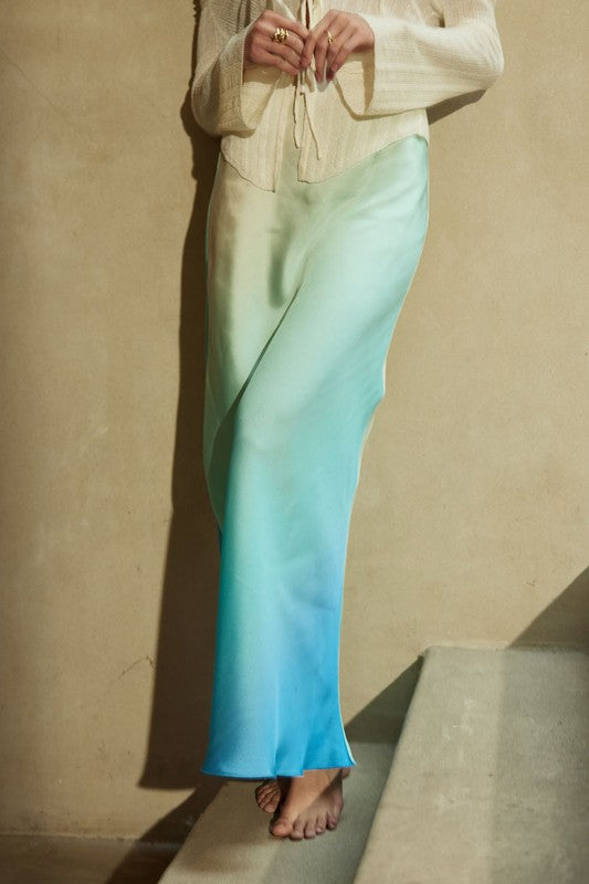 Ombré Mermaid Maxi Skirt with Stretch
