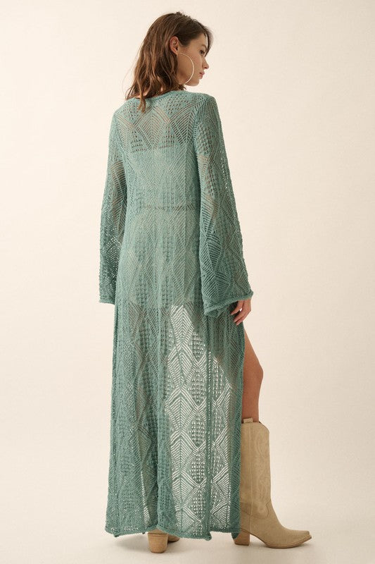 Dusty Teal Duster Cardigan or Coverup