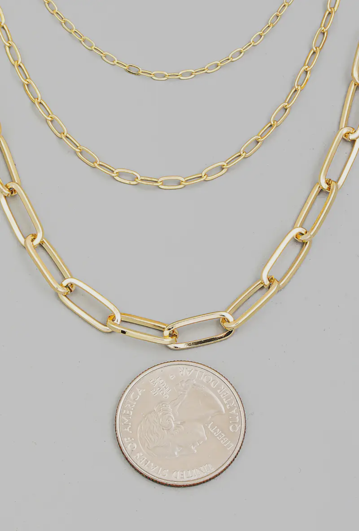 Triple Oval Paperclip Chains Necklace