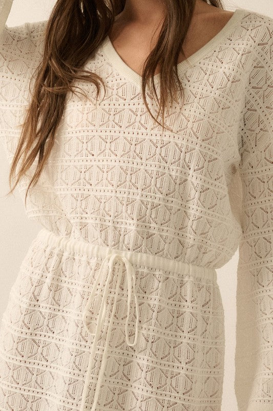 Ivory Crochet Knit Short Dress or Cover-up