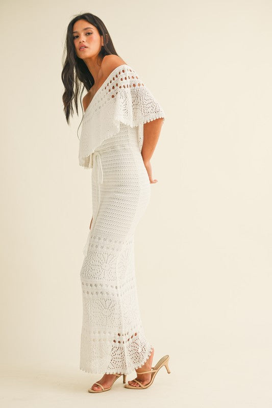 Crochet Maxi Dress-White