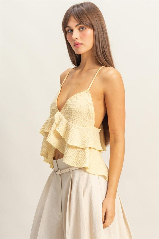 Butter Yellow Ruffle Camisole Top