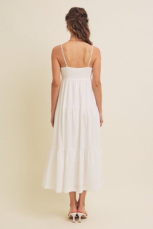 Crochet White Cotton Midi Dress