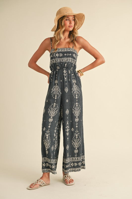 Tulum Charcoal Print Jumpuit