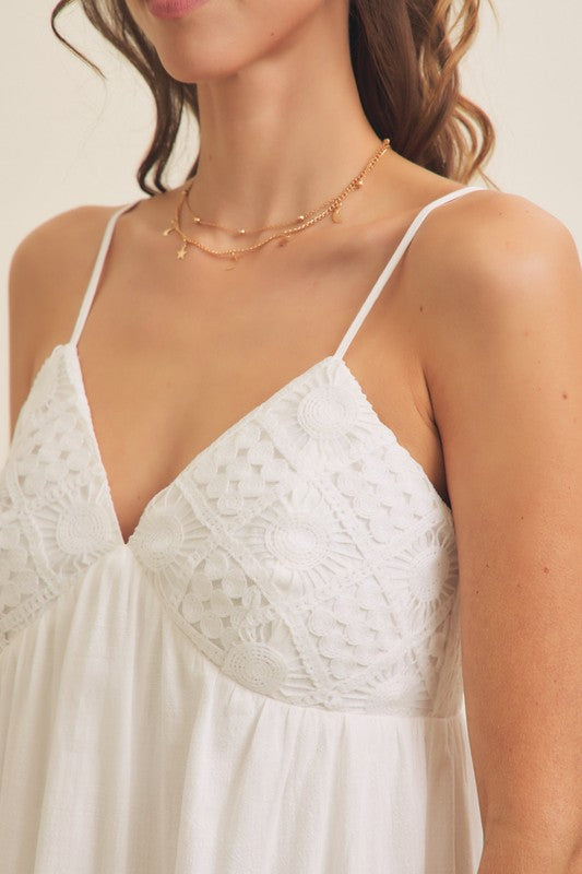 Crochet White Cotton Midi Dress