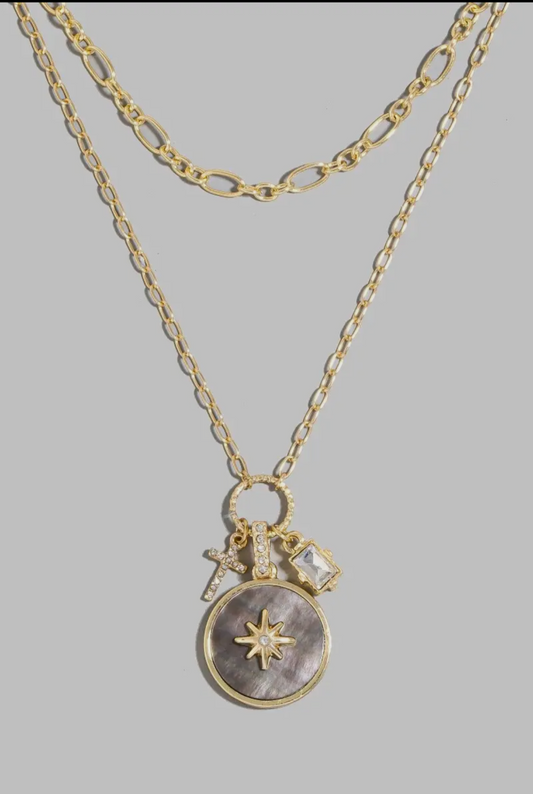Abalone North Star Coin Necklace