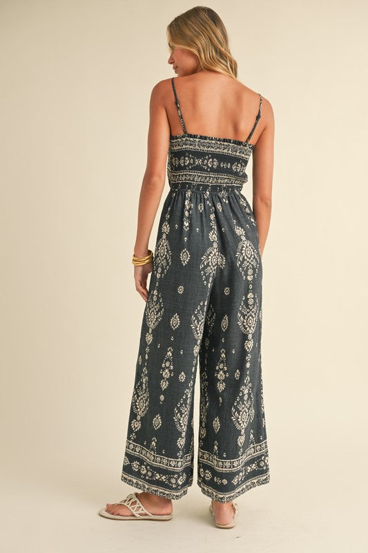 Tulum Charcoal Print Jumpuit