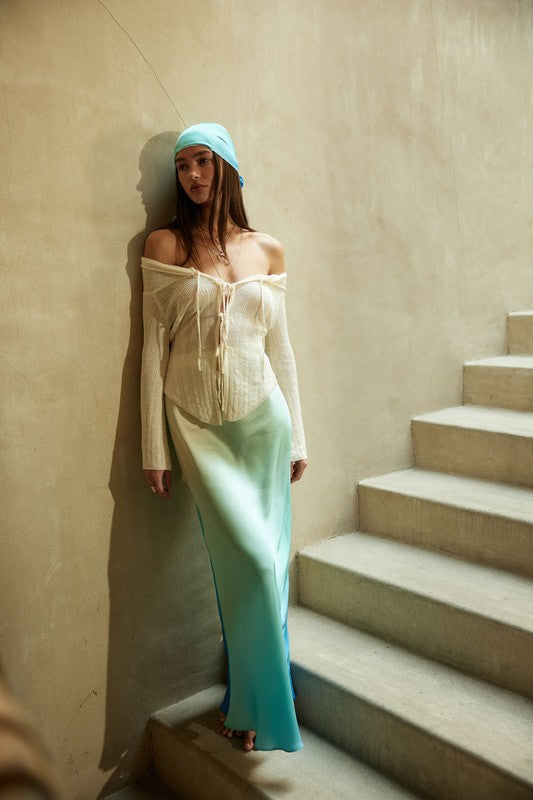 Ombré Mermaid Maxi Skirt with Stretch