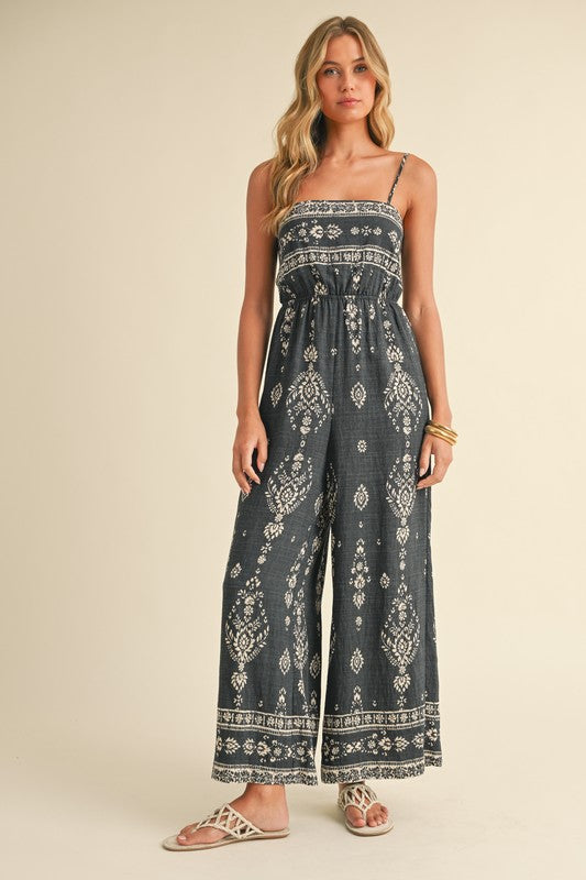 Tulum Charcoal Print Jumpuit