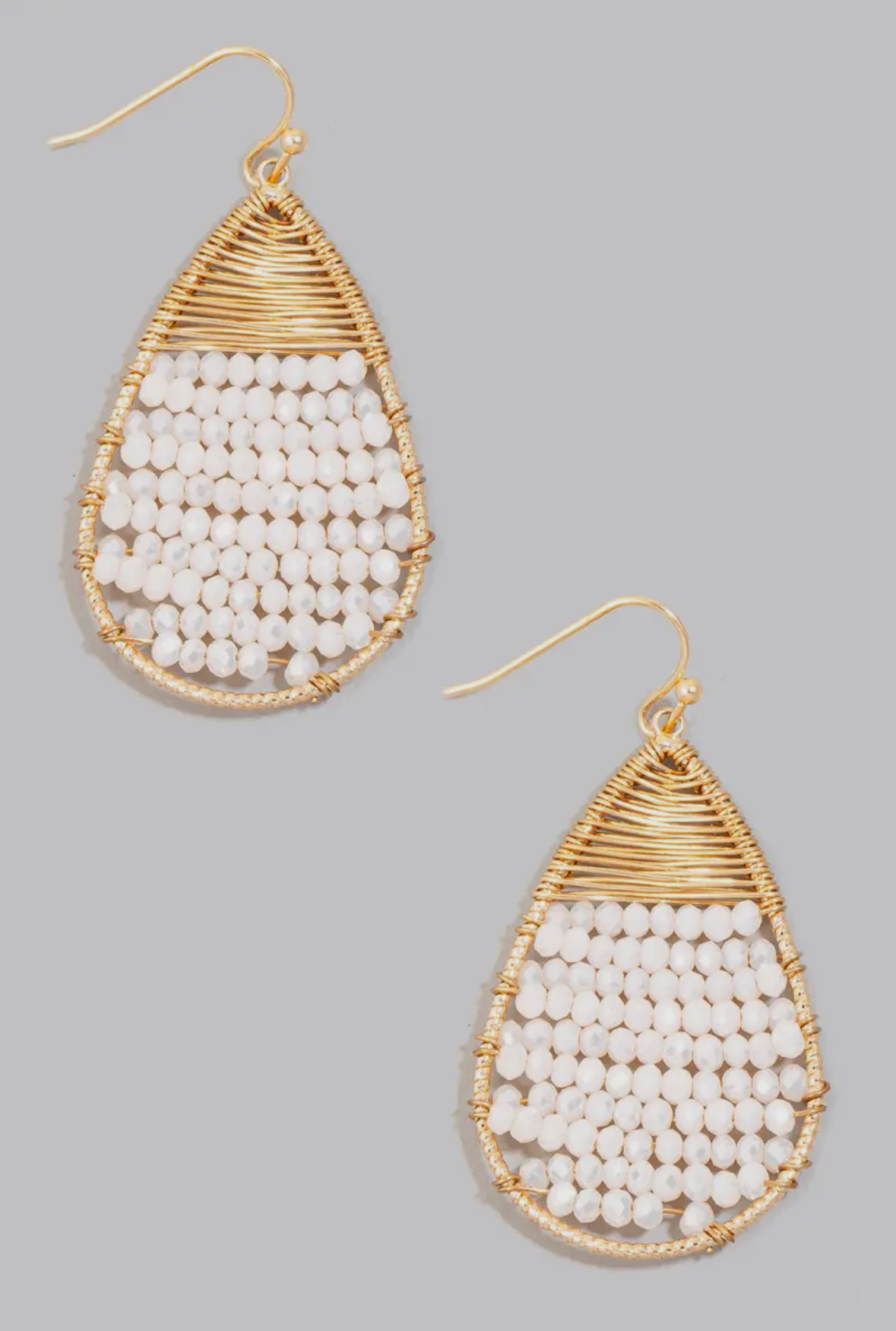 Faceted Beaded Teardrop Dangle Earrings