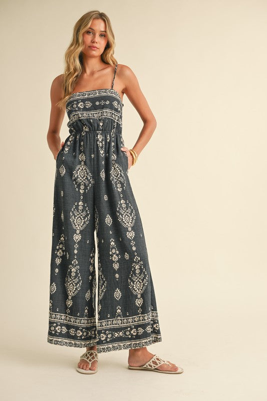 Tulum Charcoal Print Jumpuit