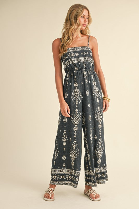 Tulum Charcoal Print Jumpuit