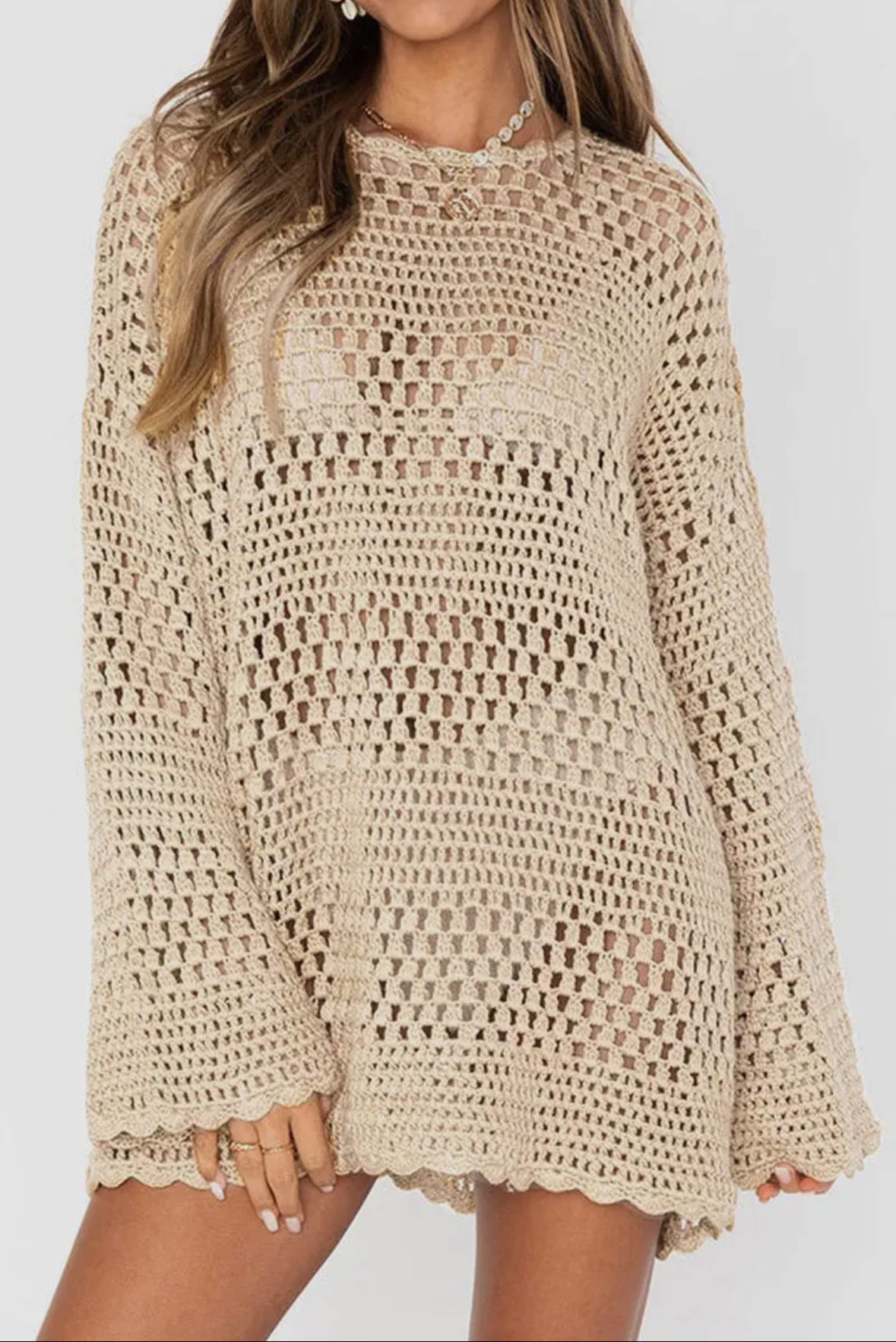 Crochet Bell Sleeve Coverup Tunic