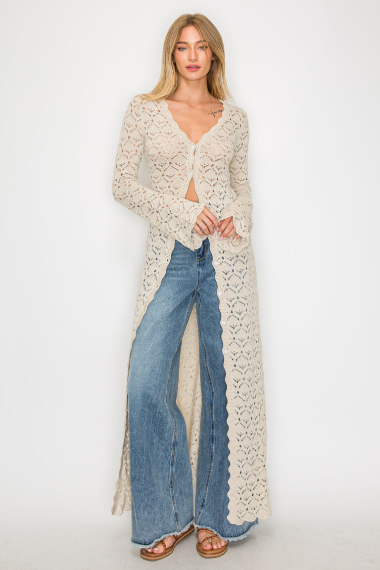 Crochet Sweater Maxi Cardigan or Duster