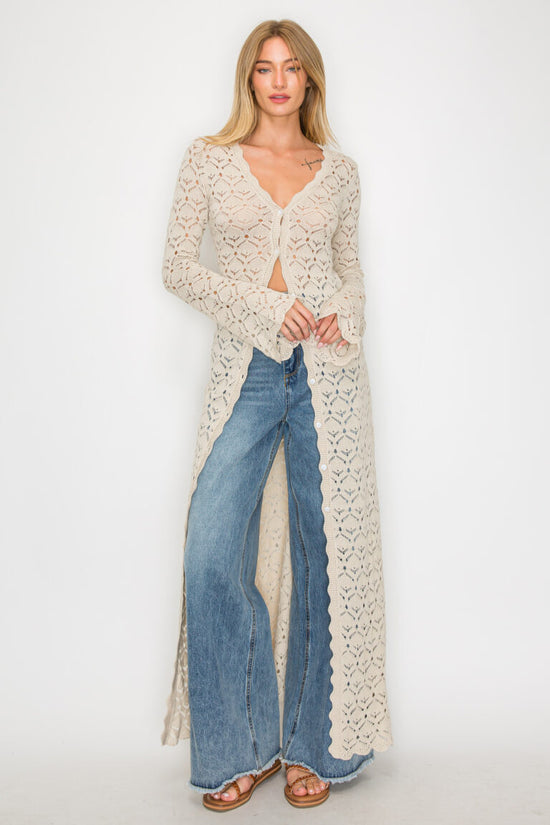 Crochet Sweater Maxi Cardigan or Duster