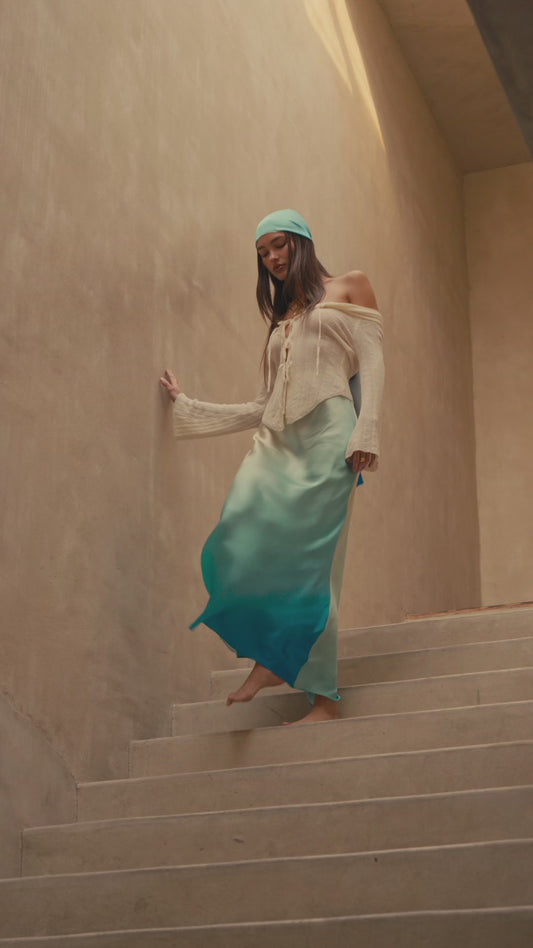 Ombré Mermaid Maxi Skirt with Stretch